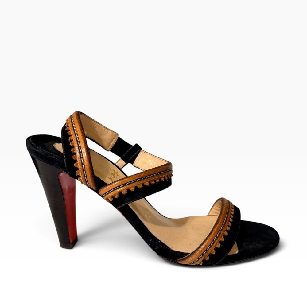 Christian Louboutin Trepi City slingback Sandal Leather Heel Suede 38